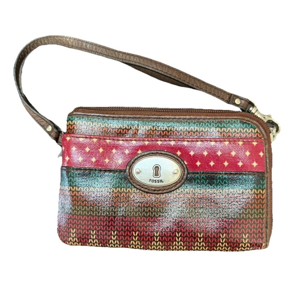 Fossil Key-Per Zip Around Wallet Multi Compartment Midwestern Multicolor Wallet‎